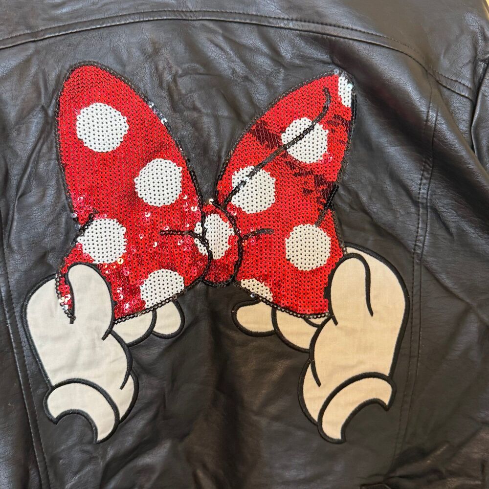 Torrid Disney Minnie Mouse Faux Leather Moto Jacket Women’s Size 2 (18-20) - Picture 2 of 6